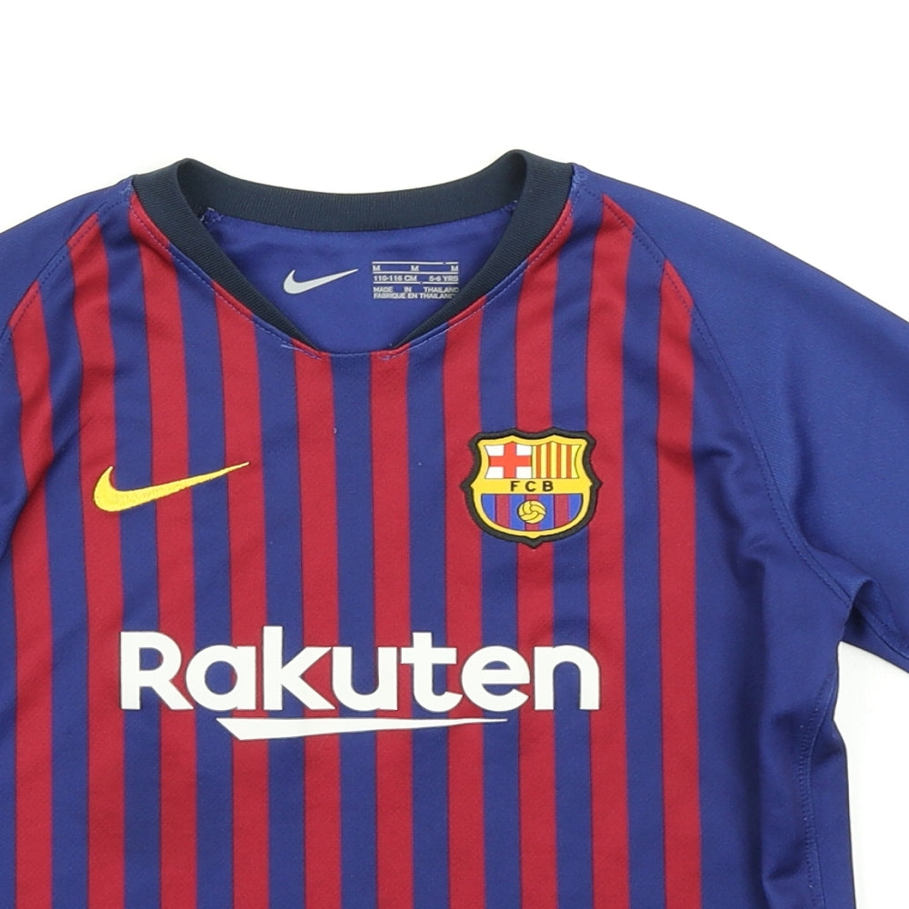 Nike Boys Blue Striped  Basic T-Shirt Size 5-6 Years  - FC Barcelona