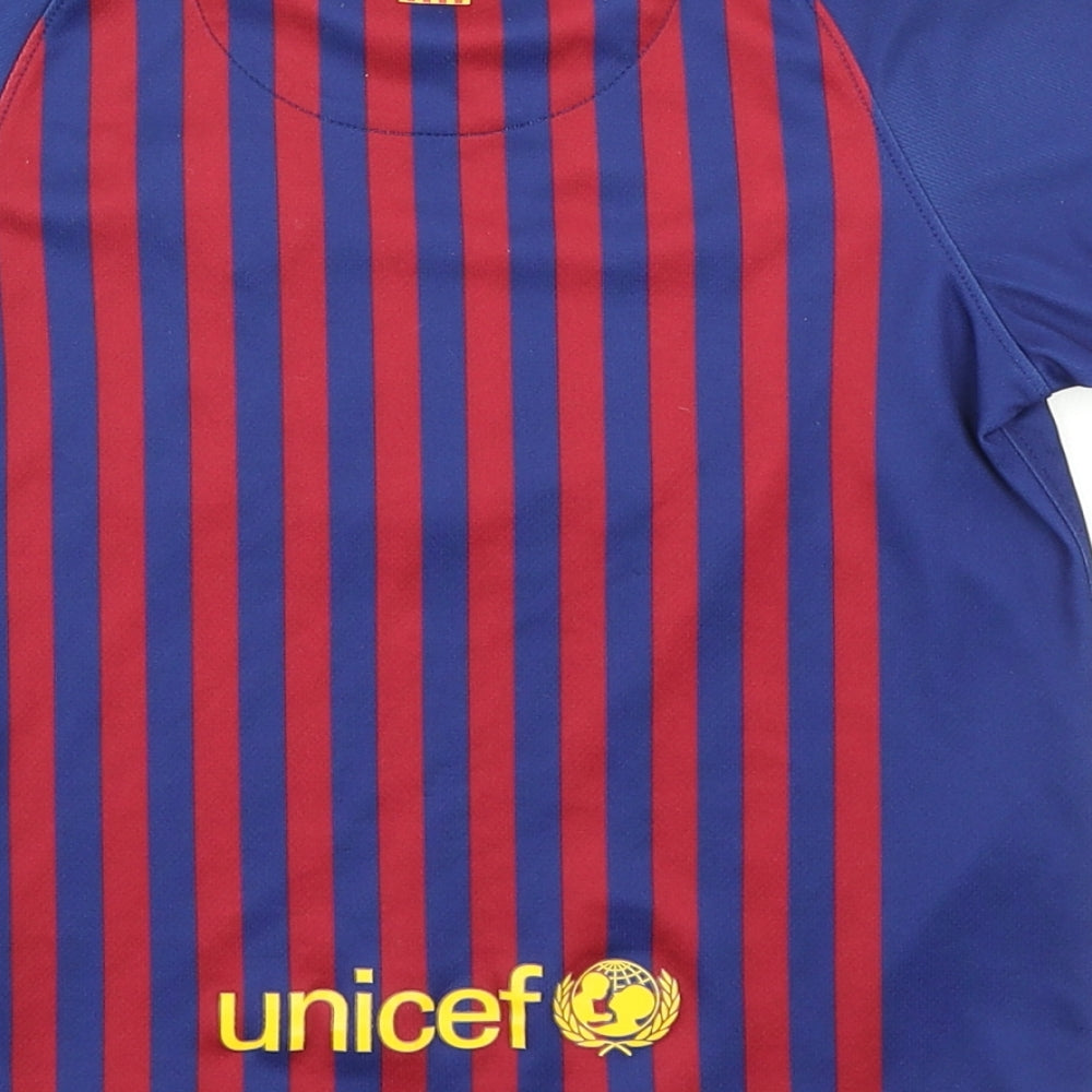 Nike Boys Blue Striped  Basic T-Shirt Size 5-6 Years  - FC Barcelona
