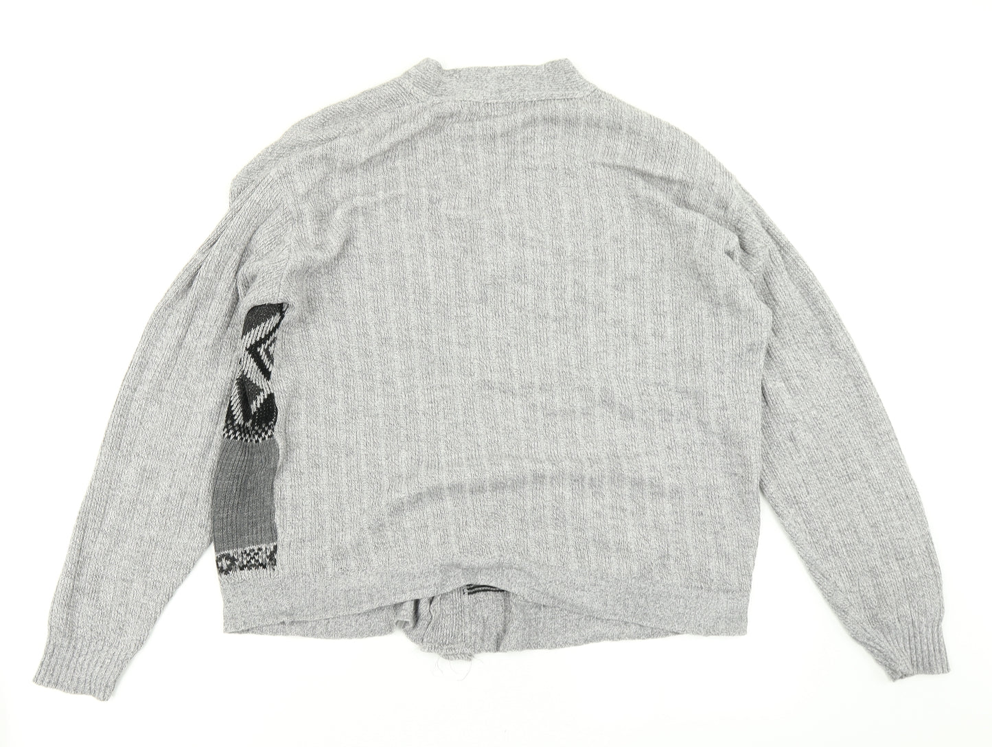 Noroze Mens Grey Argyle/Diamond Knit Cardigan Jumper Size M