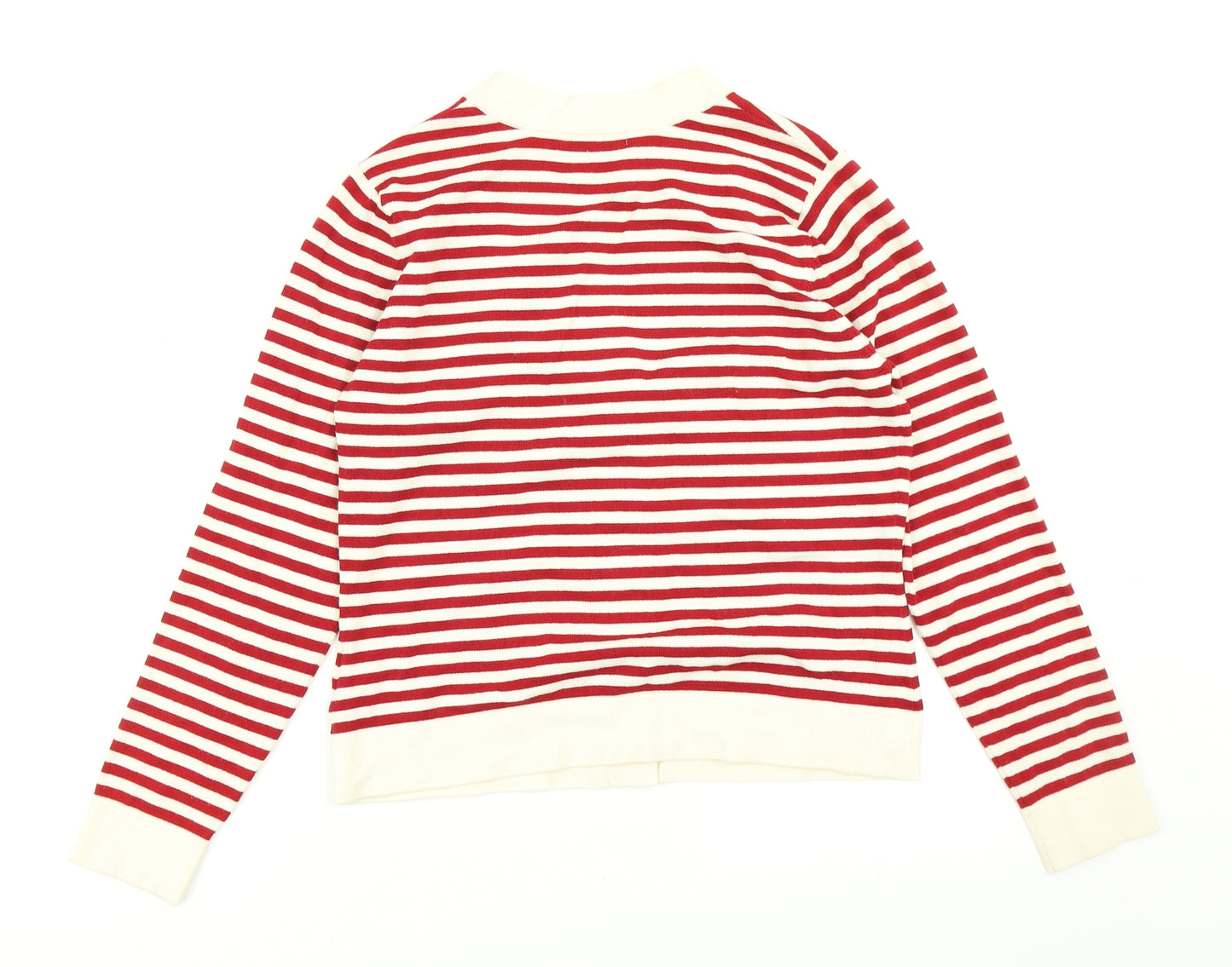 Mars & Spencer Womens Red Striped Knit Cardigan Jumper Size 14