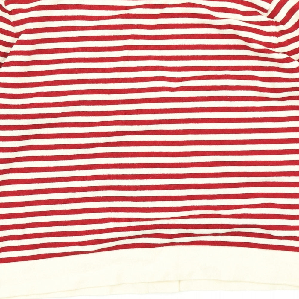 Mars & Spencer Womens Red Striped Knit Cardigan Jumper Size 14