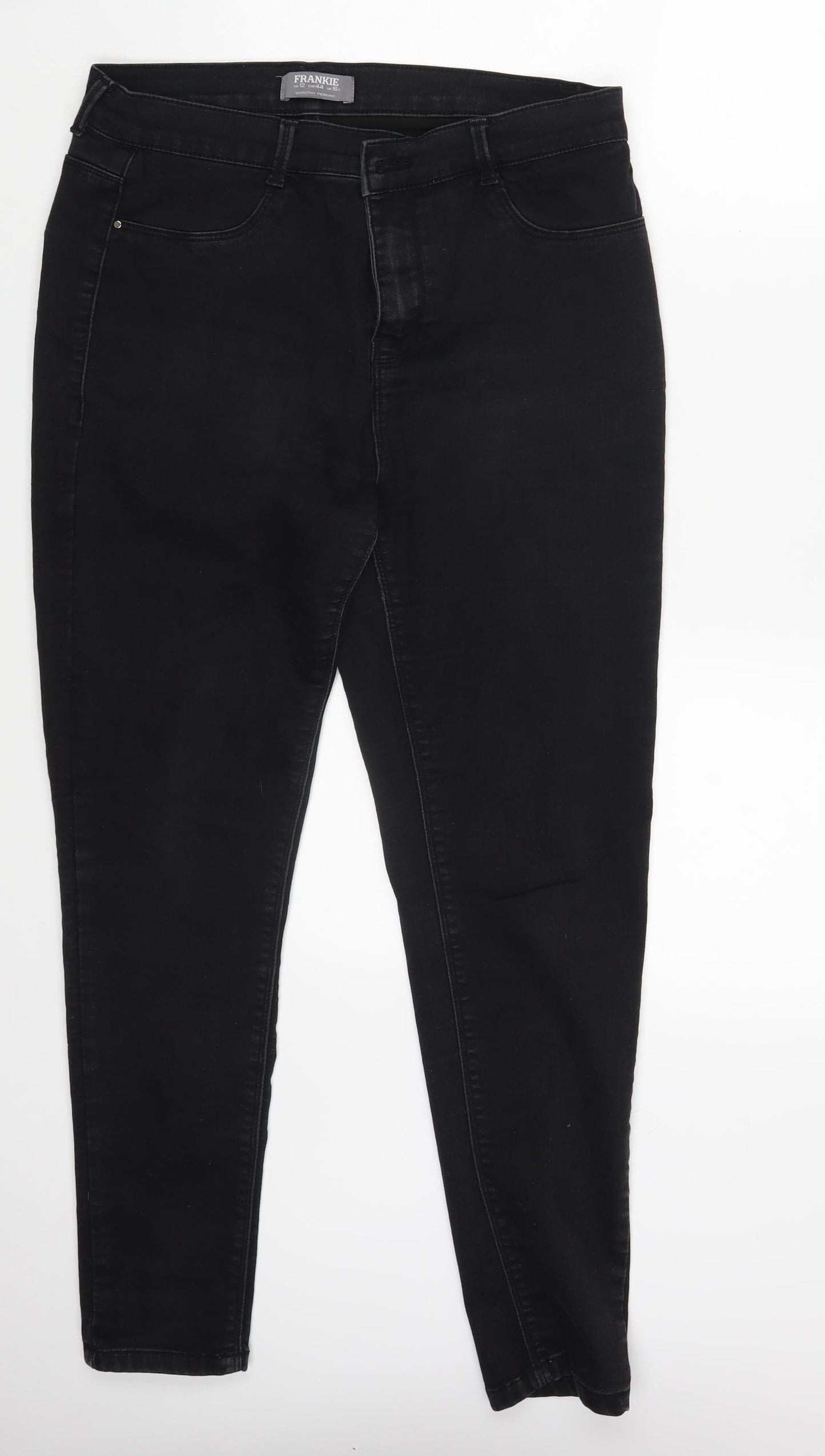 Dorothy Perkins Womens Black  Denim Skinny Jeans Size 16 L27 in