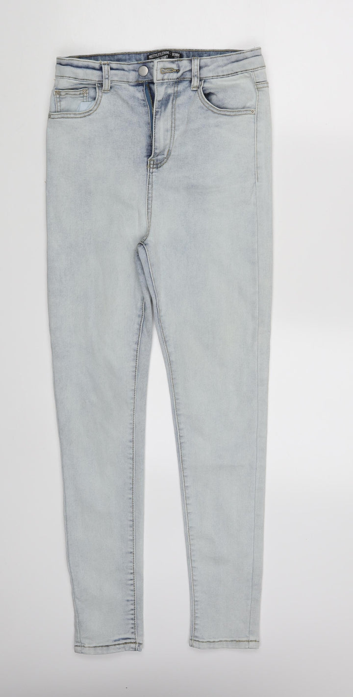 PRETTYLITTLETHING Womens Blue Denim Skinny Jeans Size 10 L27 in