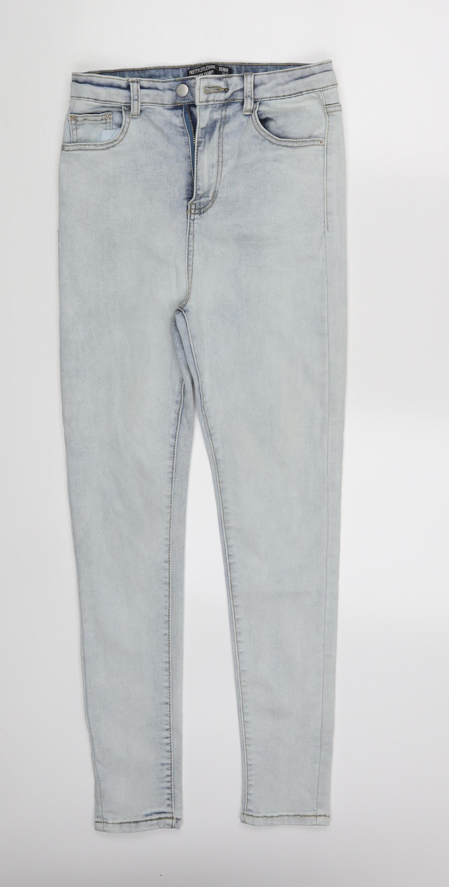 PRETTYLITTLETHING Womens Blue  Denim Skinny Jeans Size 10 L27 in