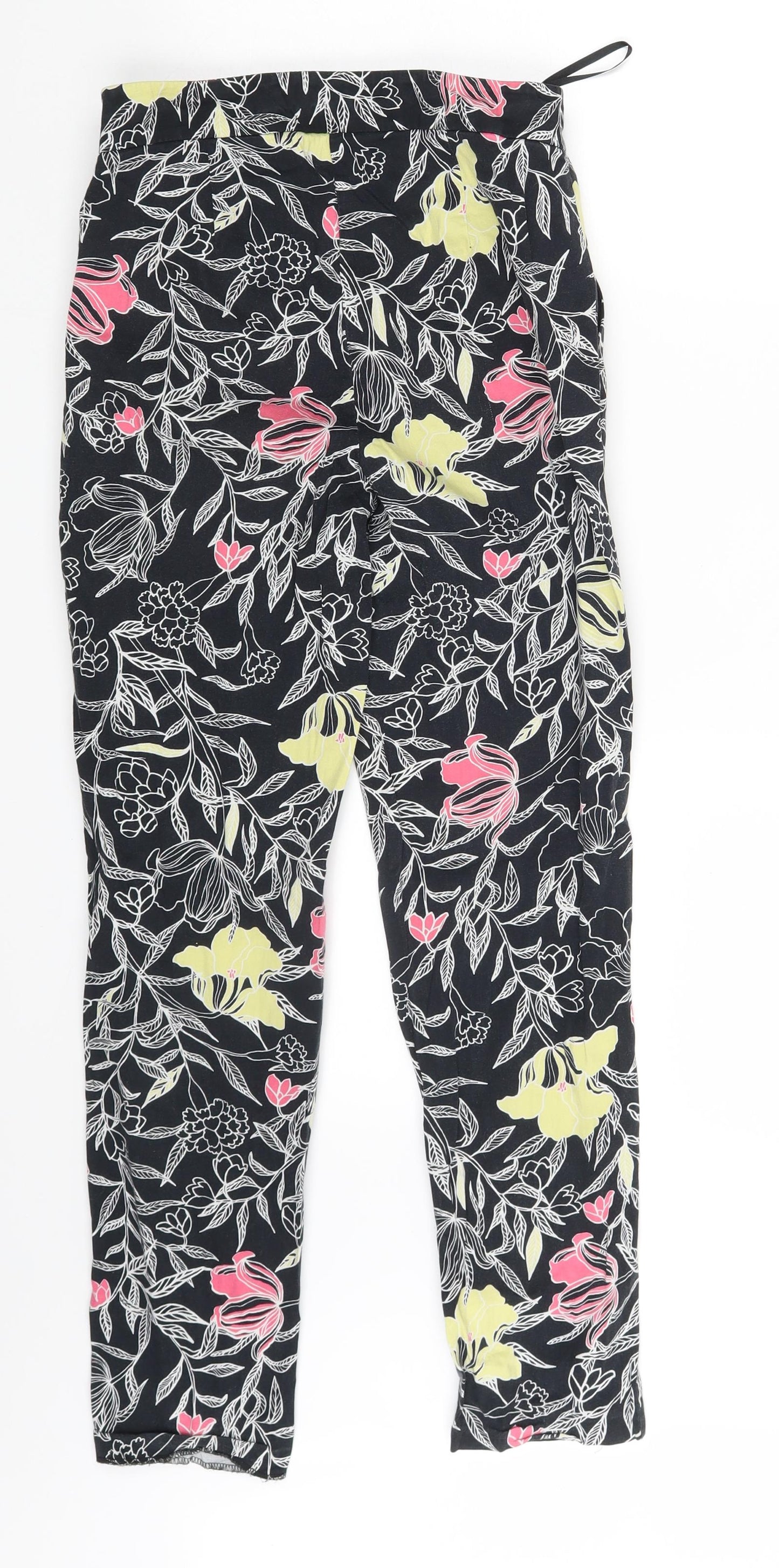 F&F Womens Black Floral  Jegging Leggings Size 6 L26 in