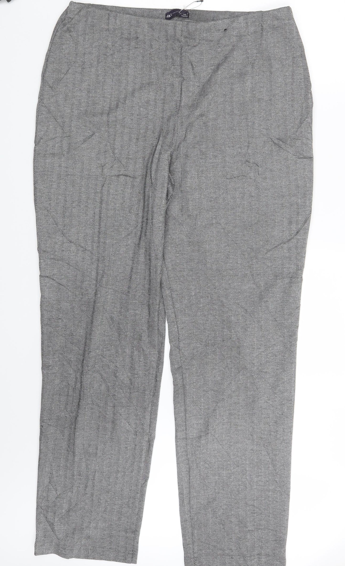 M&S Womens Grey Houndstooth  Dress Pants Trousers Size 18 L32 in