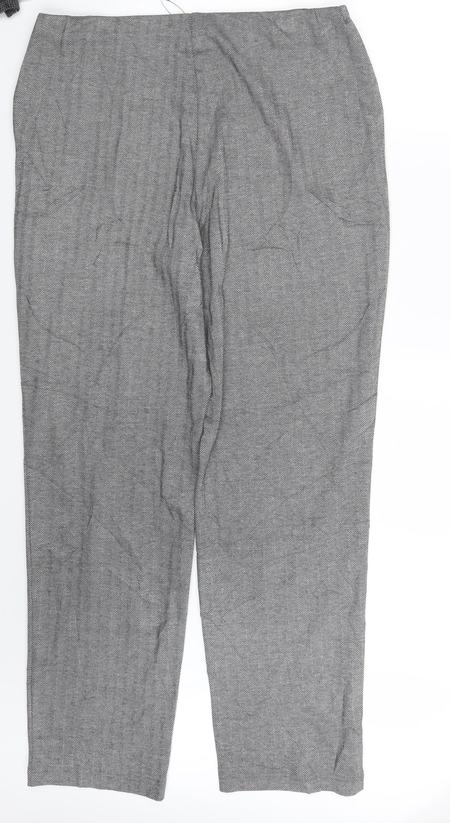 M&S Womens Grey Houndstooth  Dress Pants Trousers Size 18 L32 in