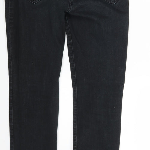 M&S Womens Black  Denim Straight Jeans Size 12 L30 in