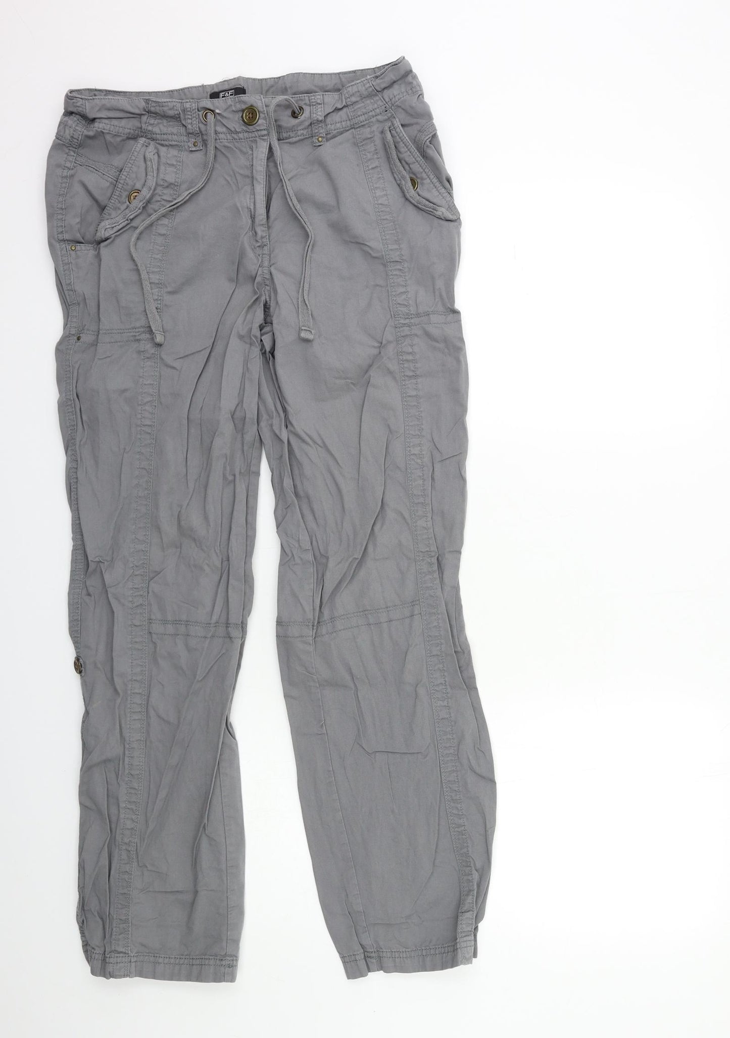 F&F Womens Grey   Cargo Trousers Size 12 L29 in