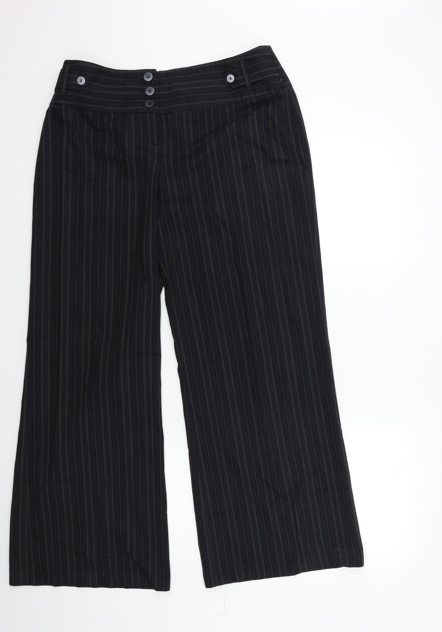 NEXT Womens Black Striped  Trousers  Size 14 L34 in