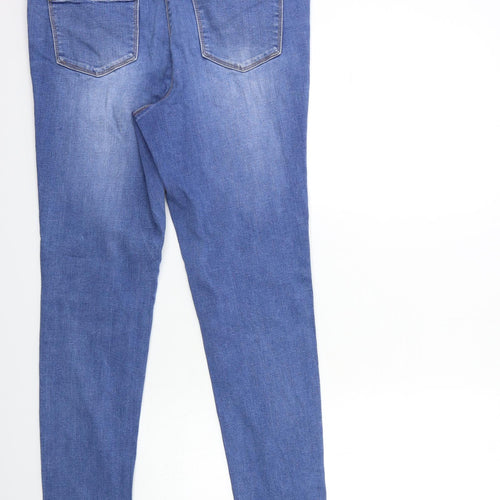 George Womens Blue Floral Denim Skinny Jeans Size 12 L28 in