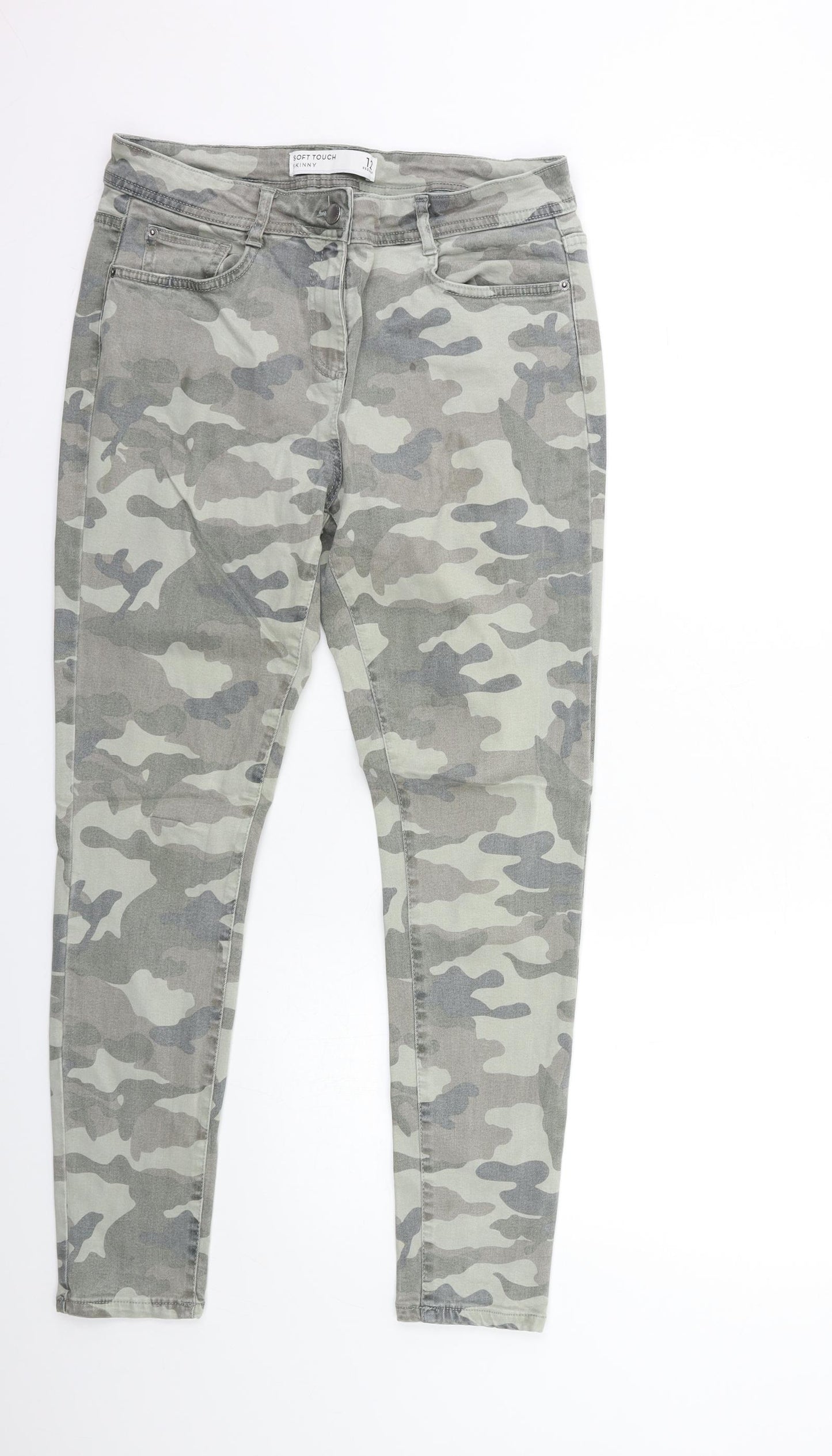 NEXT Womens Green Camouflage Denim Skinny Jeans Size 12 L28 in