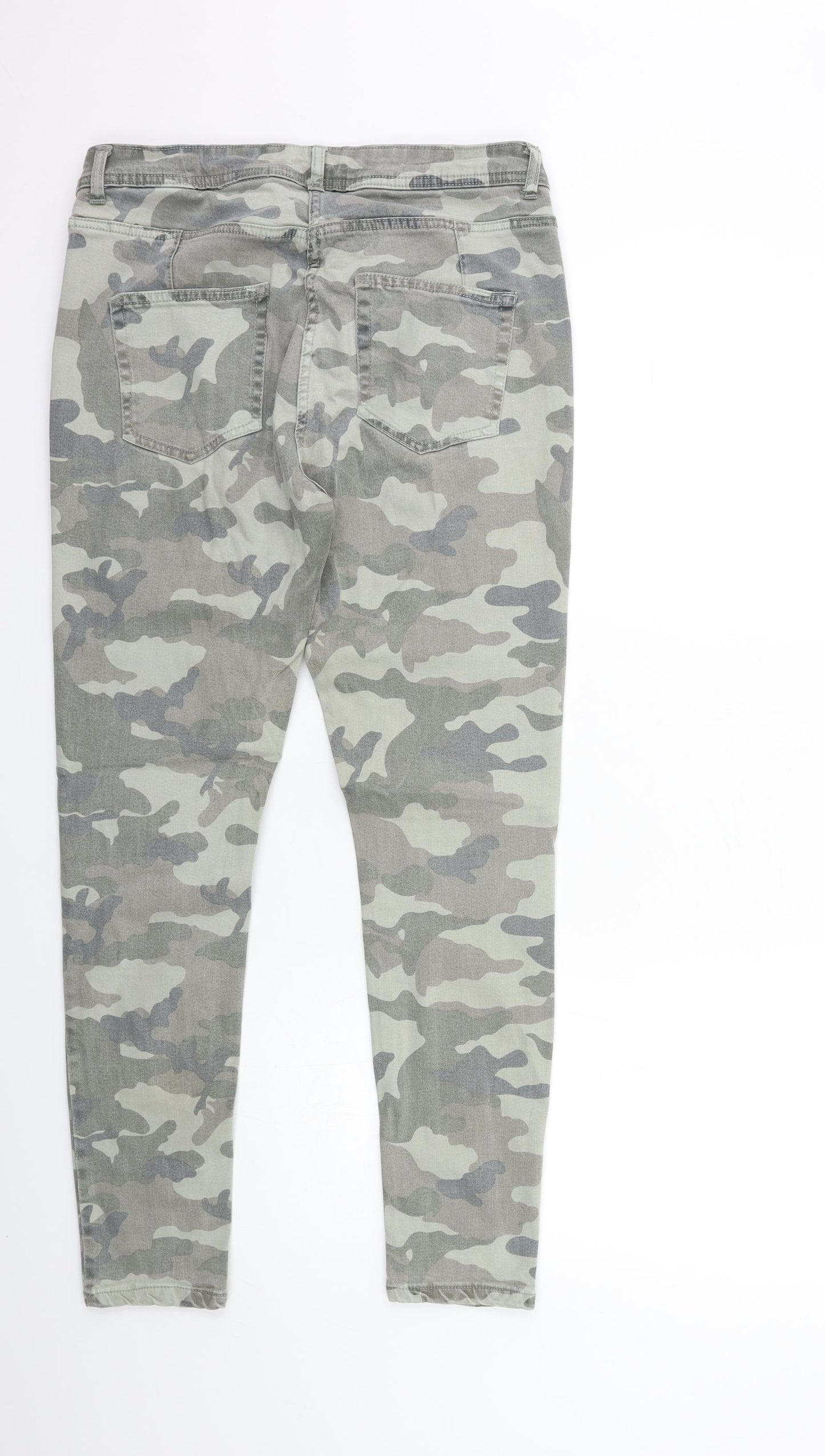 NEXT Womens Green Camouflage Denim Skinny Jeans Size 12 L28 in