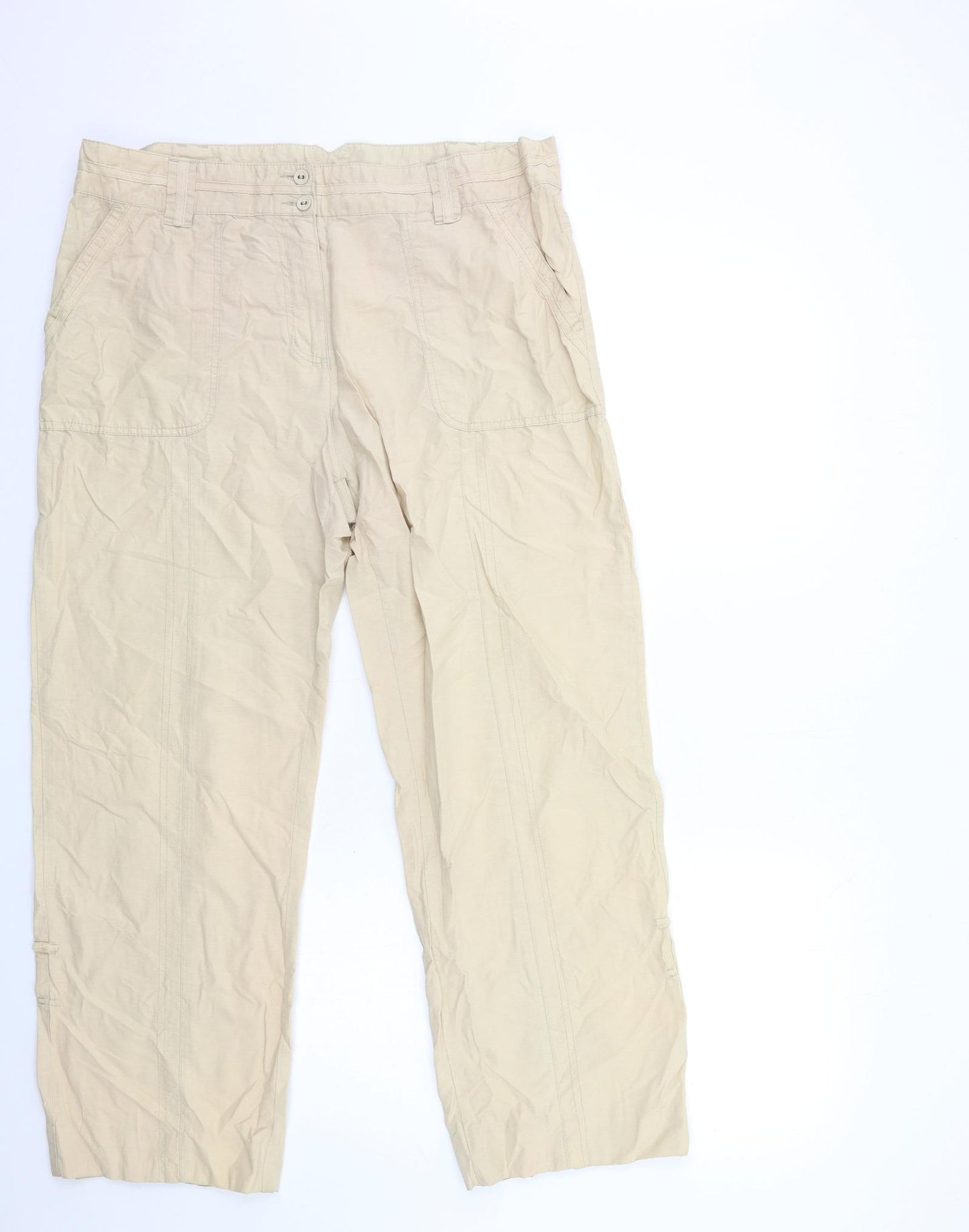 Per Se Womens Beige   Cargo Trousers Size 16 L28 in