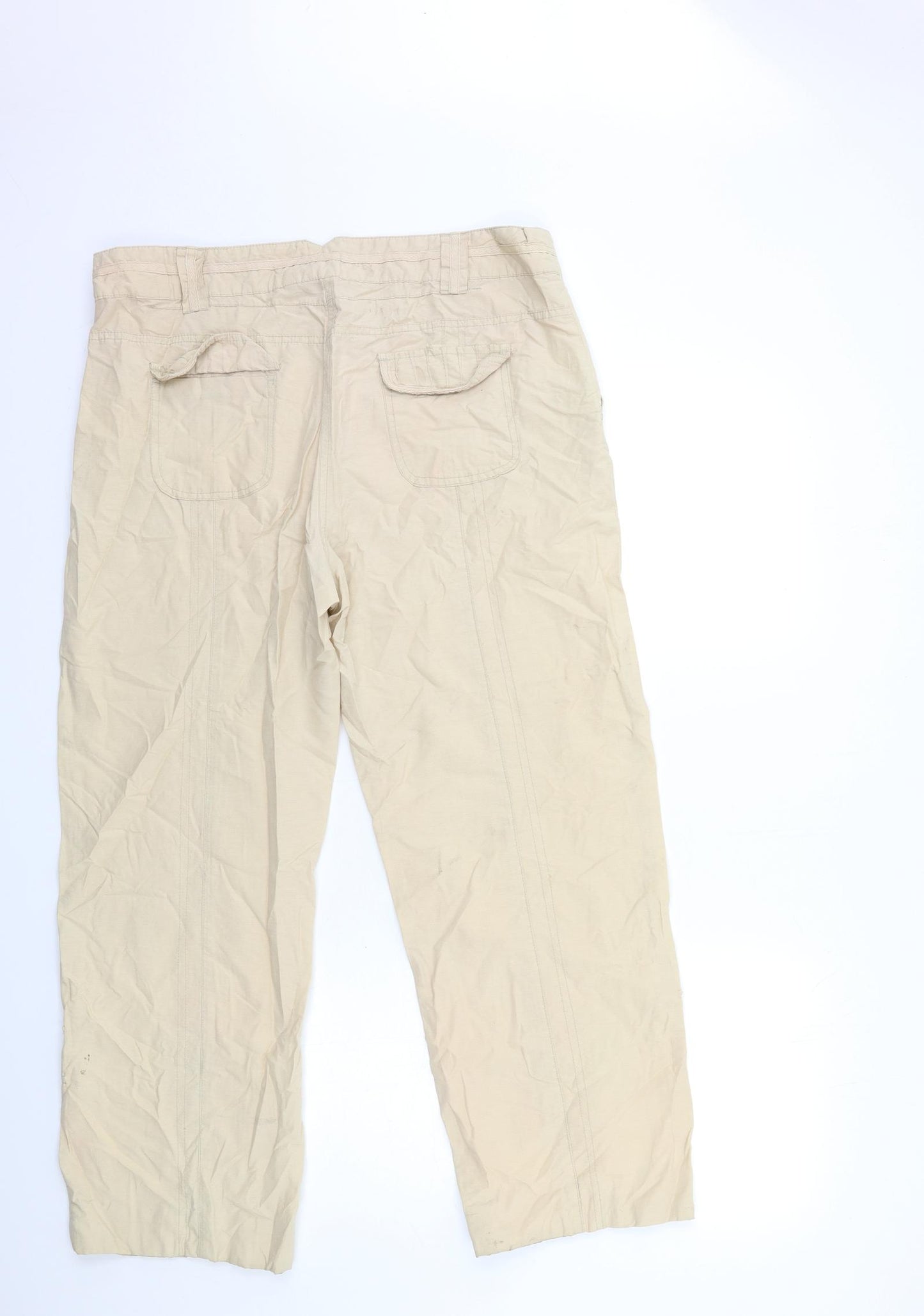 Per Se Womens Beige   Cargo Trousers Size 16 L28 in