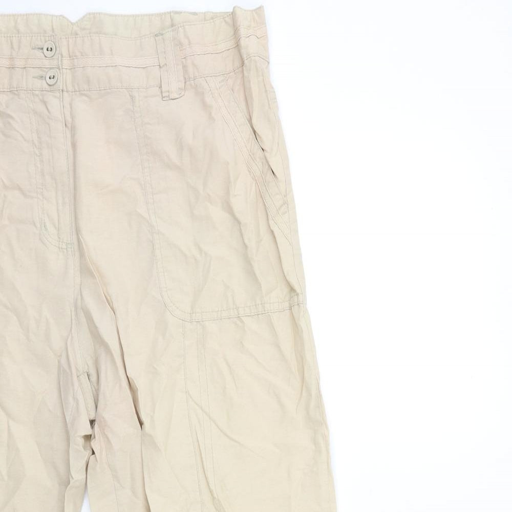 Per Se Womens Beige   Cargo Trousers Size 16 L28 in