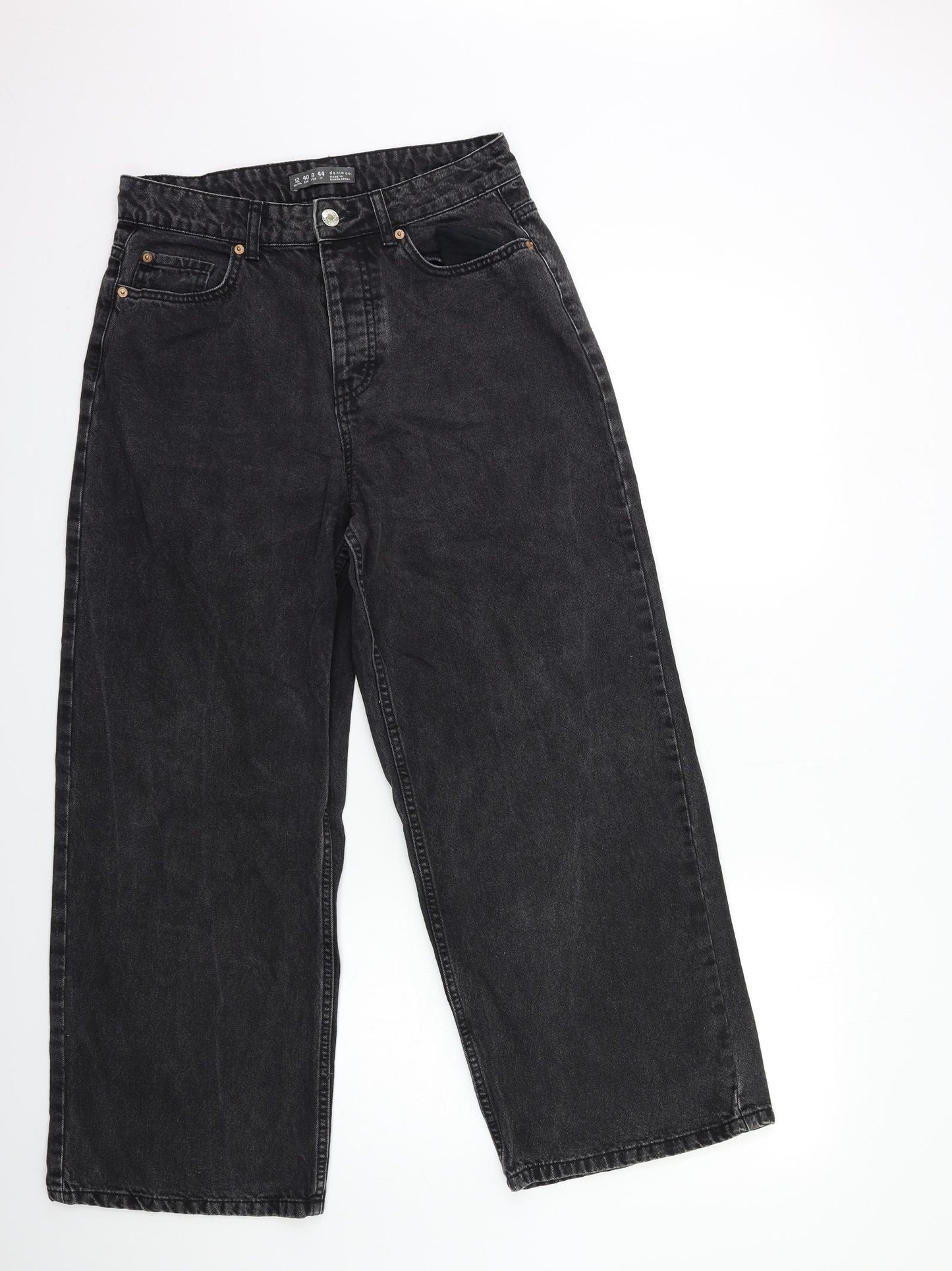 Denim & Co. Womens Black  Denim Wide-Leg Jeans Size 12 L27 in