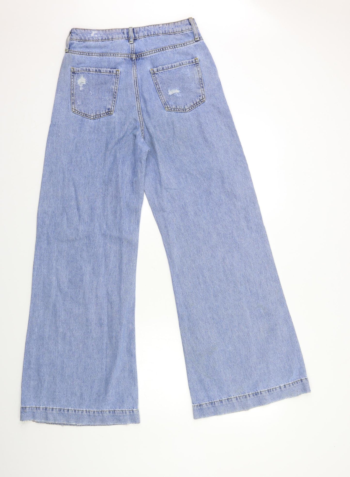 River Island Womens Blue  Denim Wide-Leg Jeans Size 8 L32 in