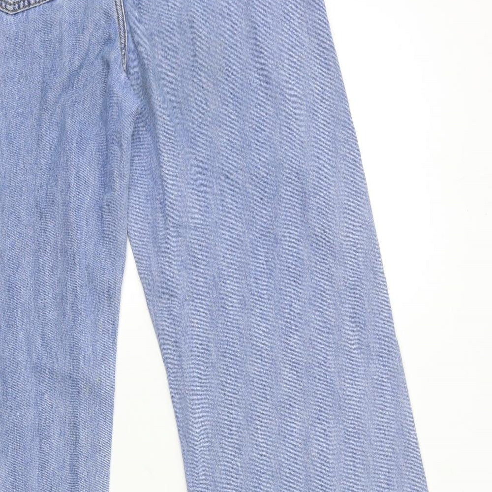 River Island Womens Blue  Denim Wide-Leg Jeans Size 8 L32 in
