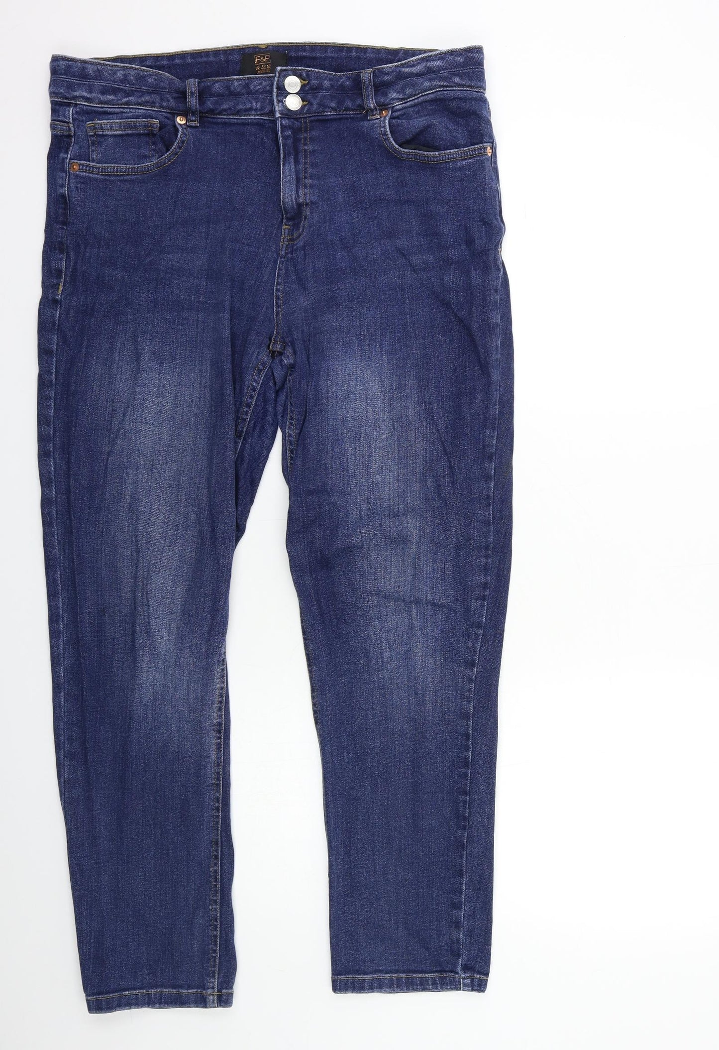 F&F Womens Blue  Denim Straight Jeans Size 16 L28 in