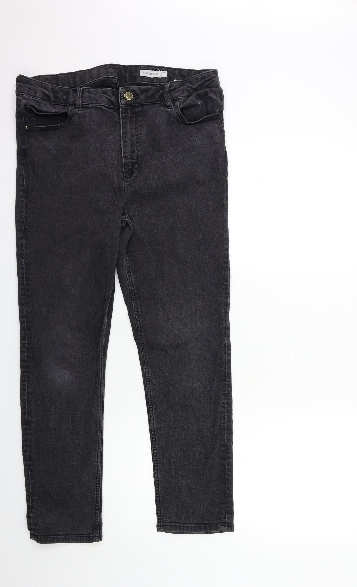 Marks and Spencer Womens Grey  Denim Straight Jeans Size 16 L28 in