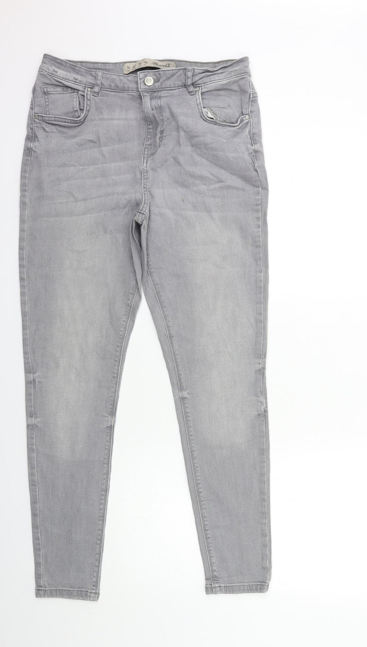 Denim & Co. Womens Grey Denim Skinny Jeans Size 14 L28 in