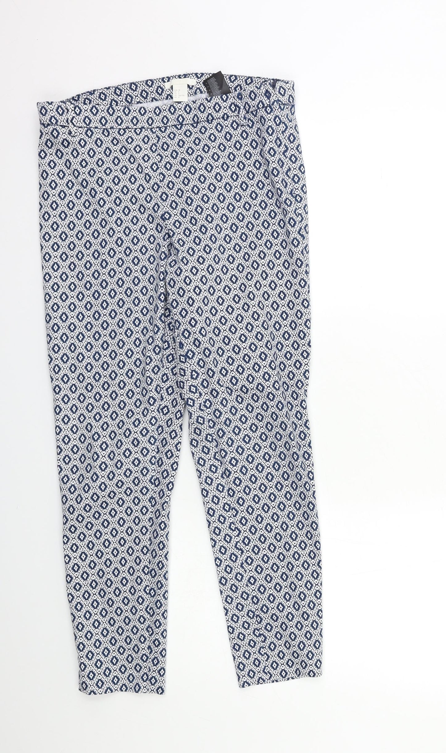 H&M Womens Blue Geometric  Trousers  Size 10 L27 in