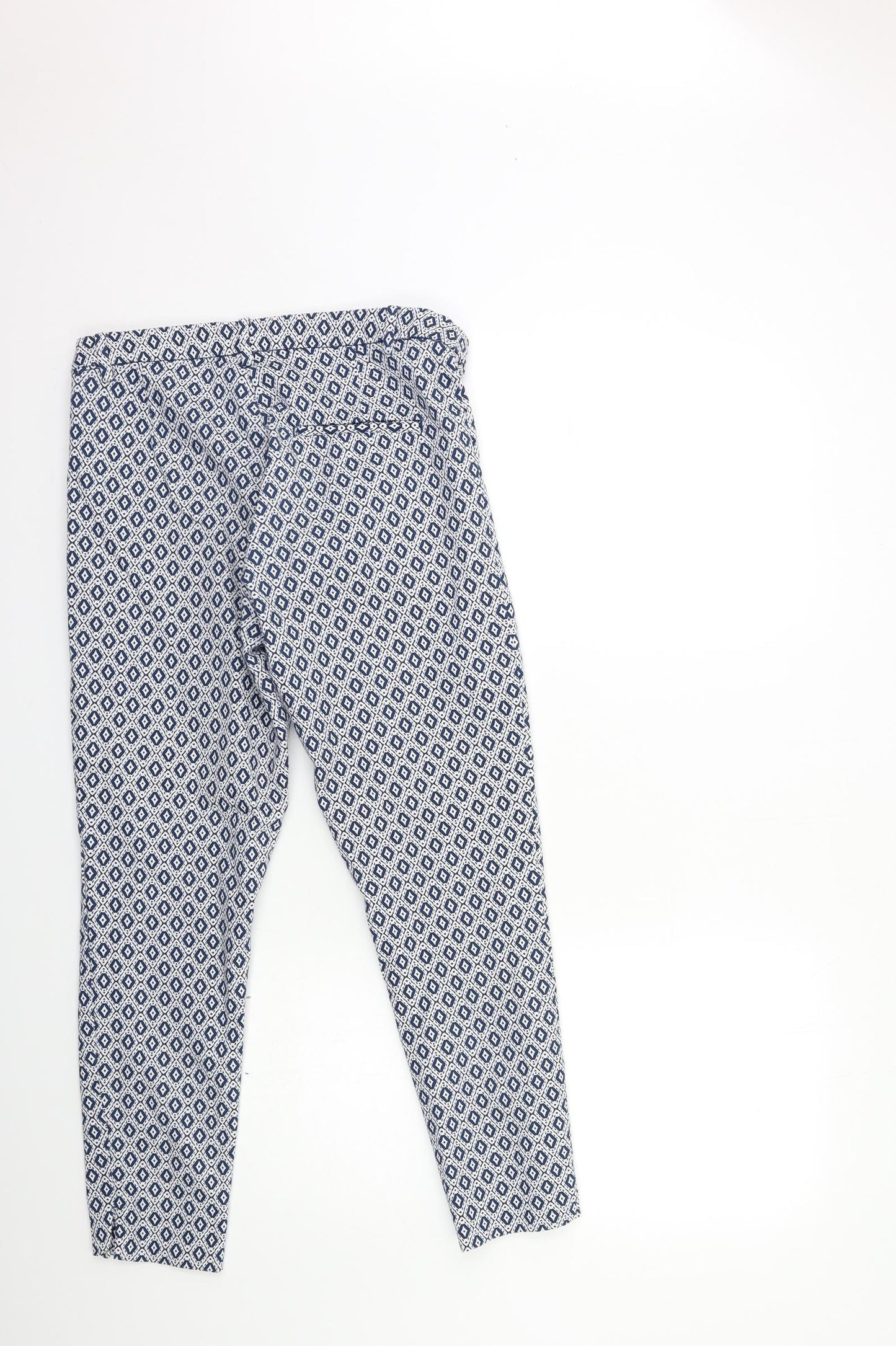 H&M Womens Blue Geometric  Trousers  Size 10 L27 in