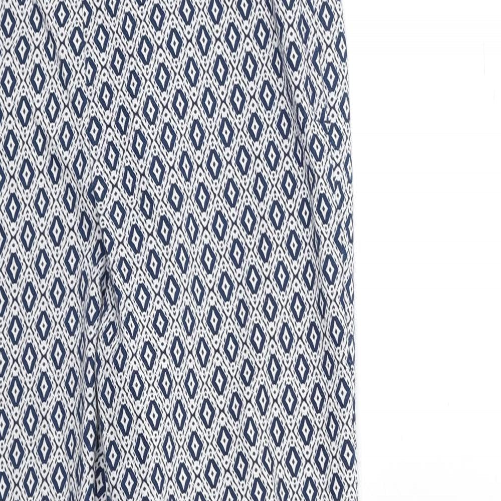 H&M Womens Blue Geometric  Trousers  Size 10 L27 in