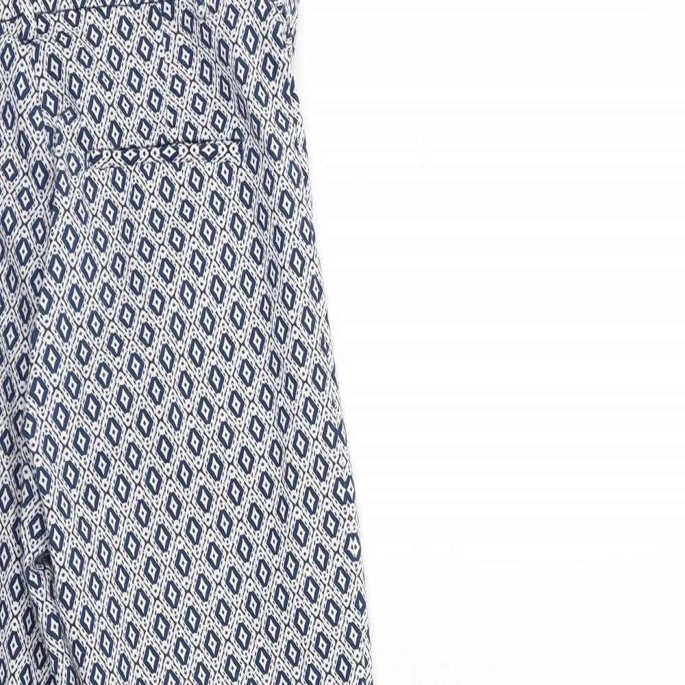 H&M Womens Blue Geometric  Trousers  Size 10 L27 in