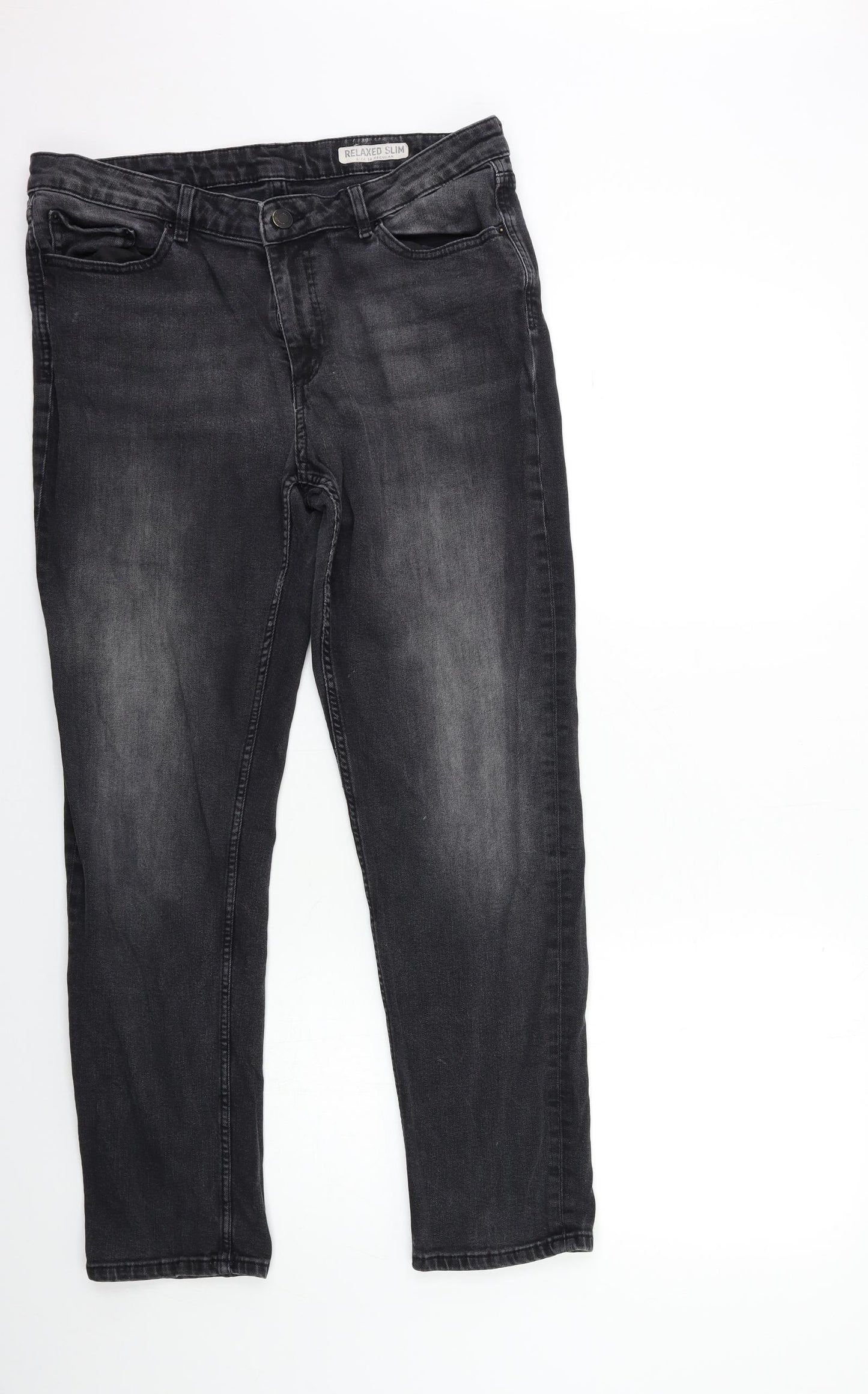 Marks and Spencer Womens Black  Denim Straight Jeans Size 14 L28 in