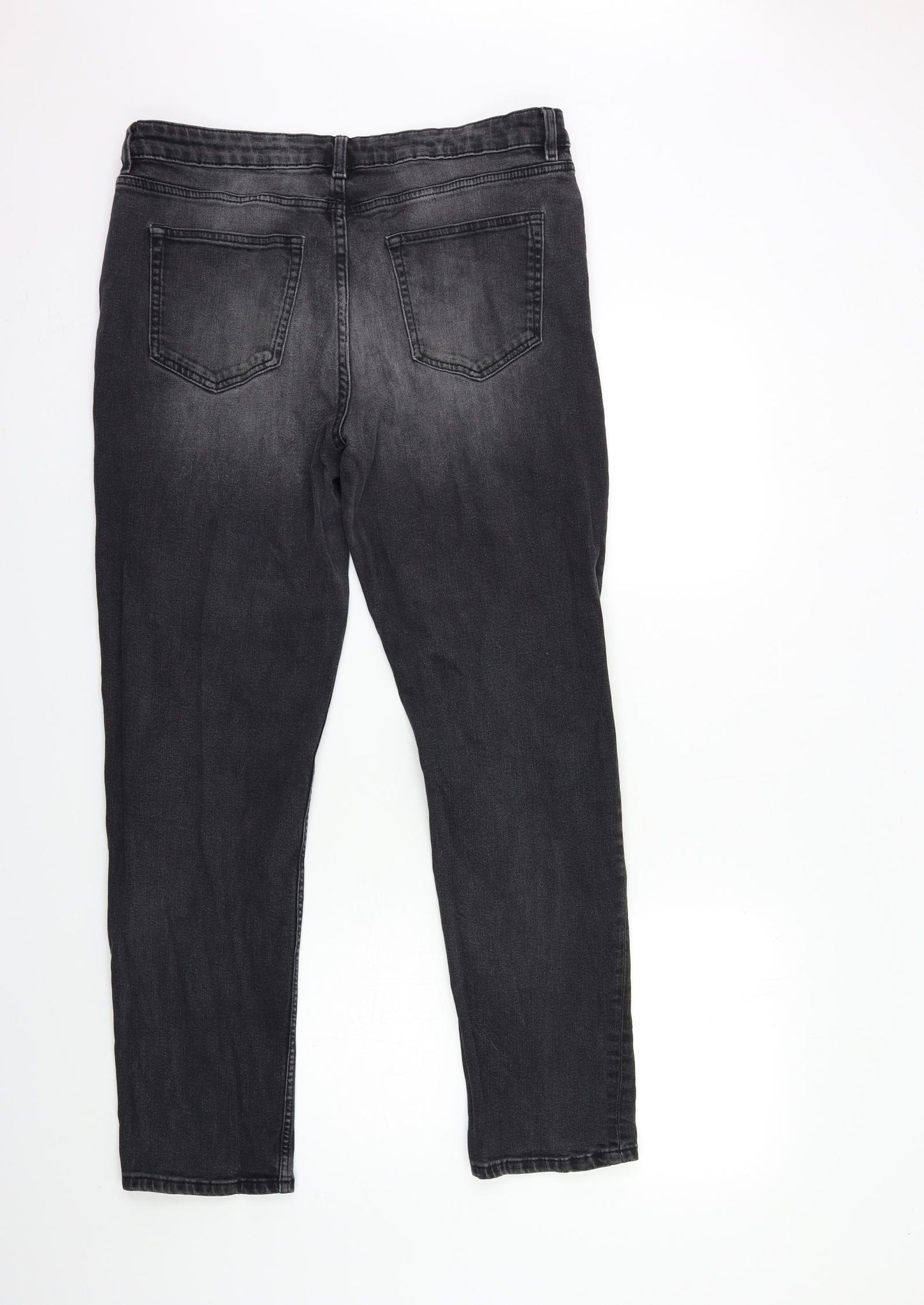 Marks and Spencer Womens Black  Denim Straight Jeans Size 14 L28 in