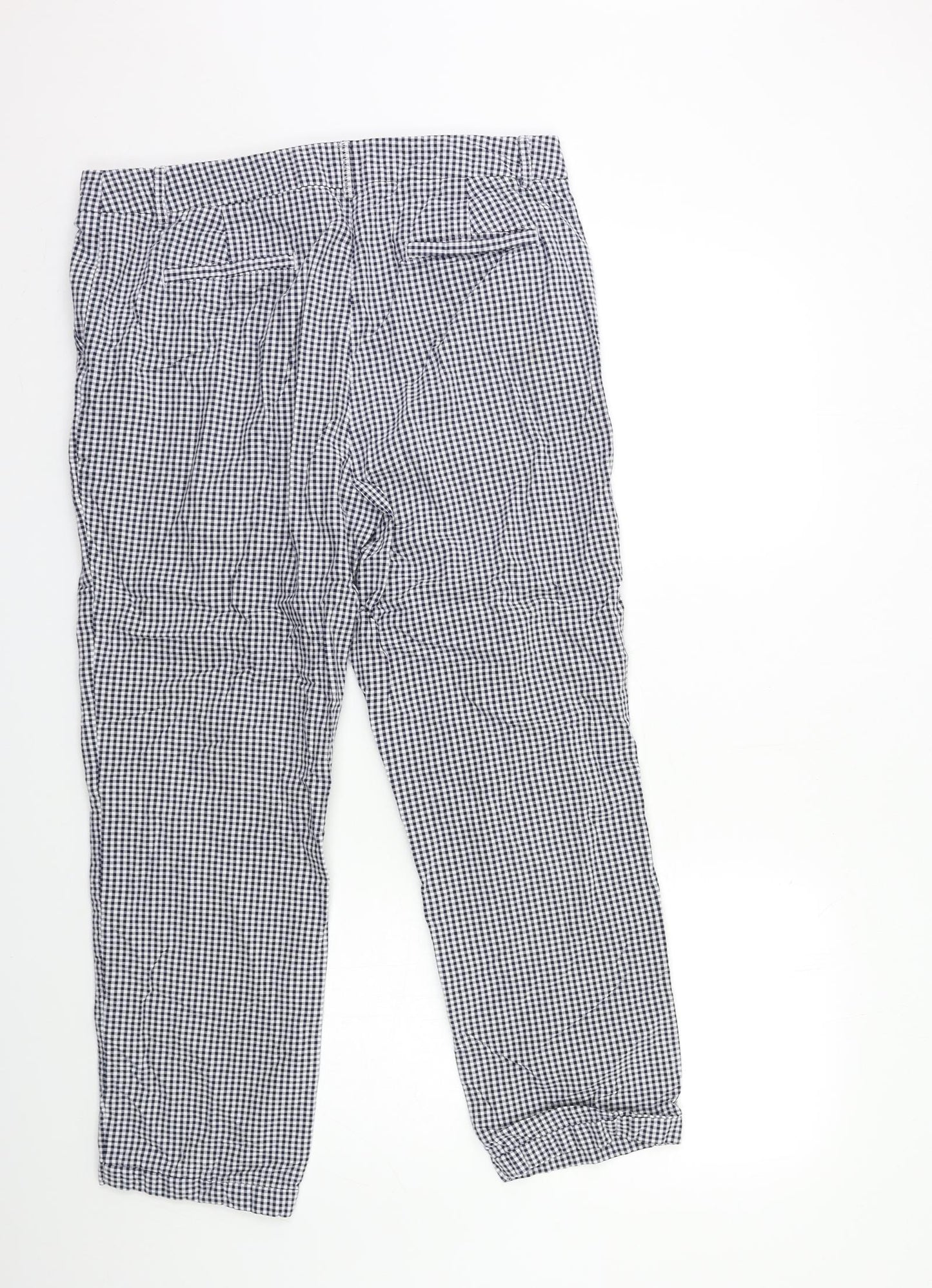 Marks and Spencer Womens Blue Check  Trousers  Size 14 L26 in