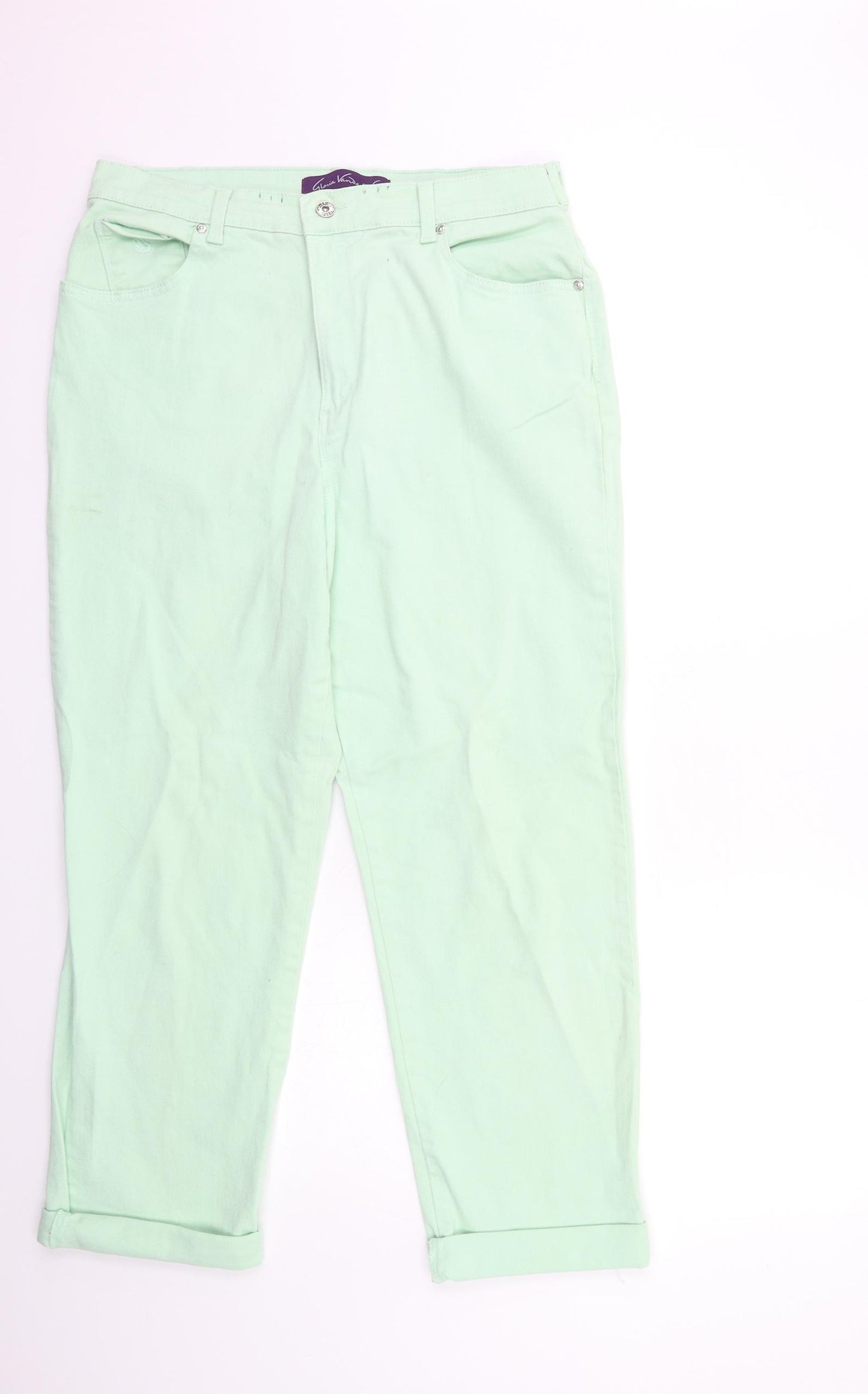 Gloria Vanderbilt Womens Green  Denim Straight Jeans Size 14 L26 in