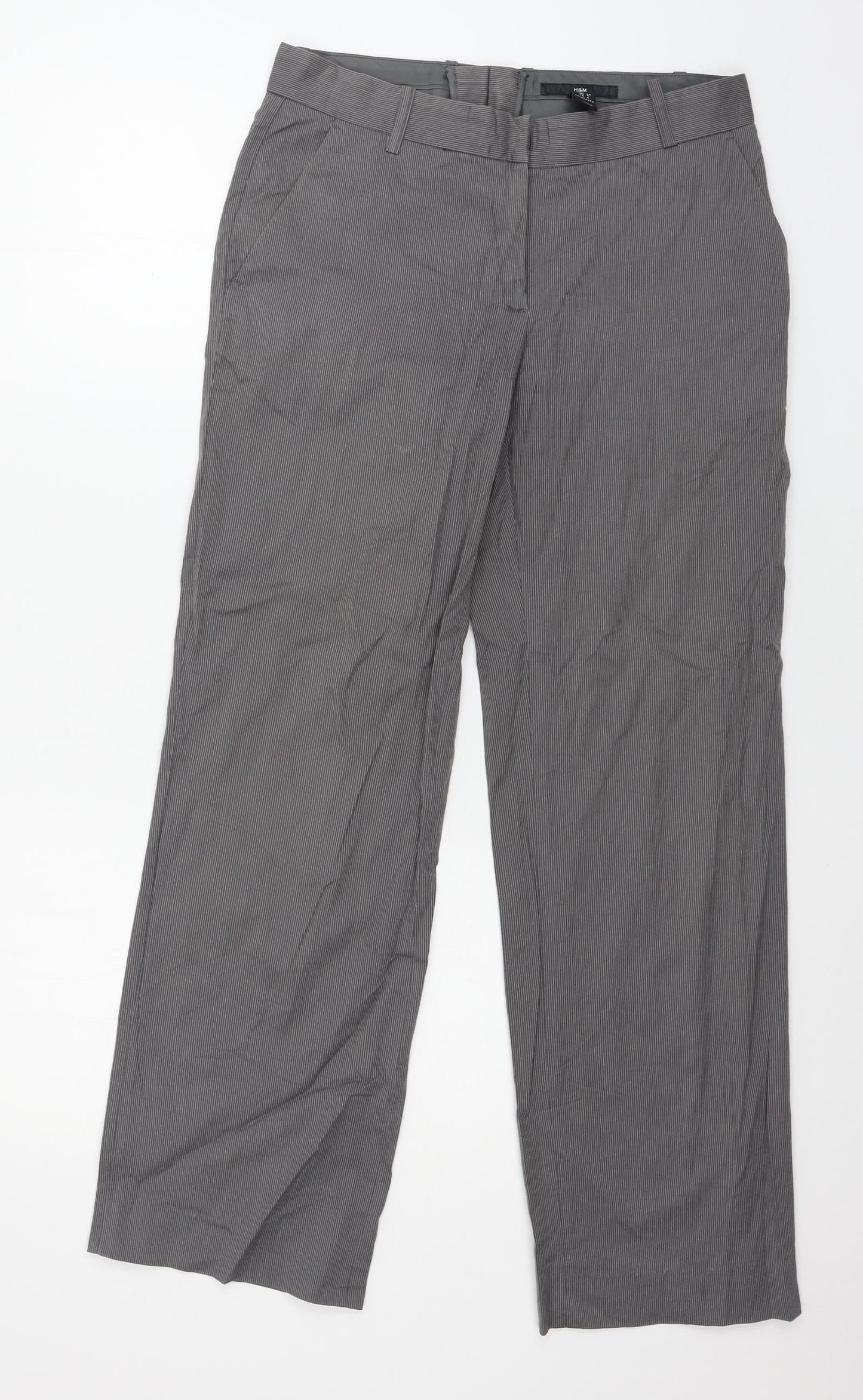 H&M Womens Grey Striped  Trousers  Size 8 L28 in