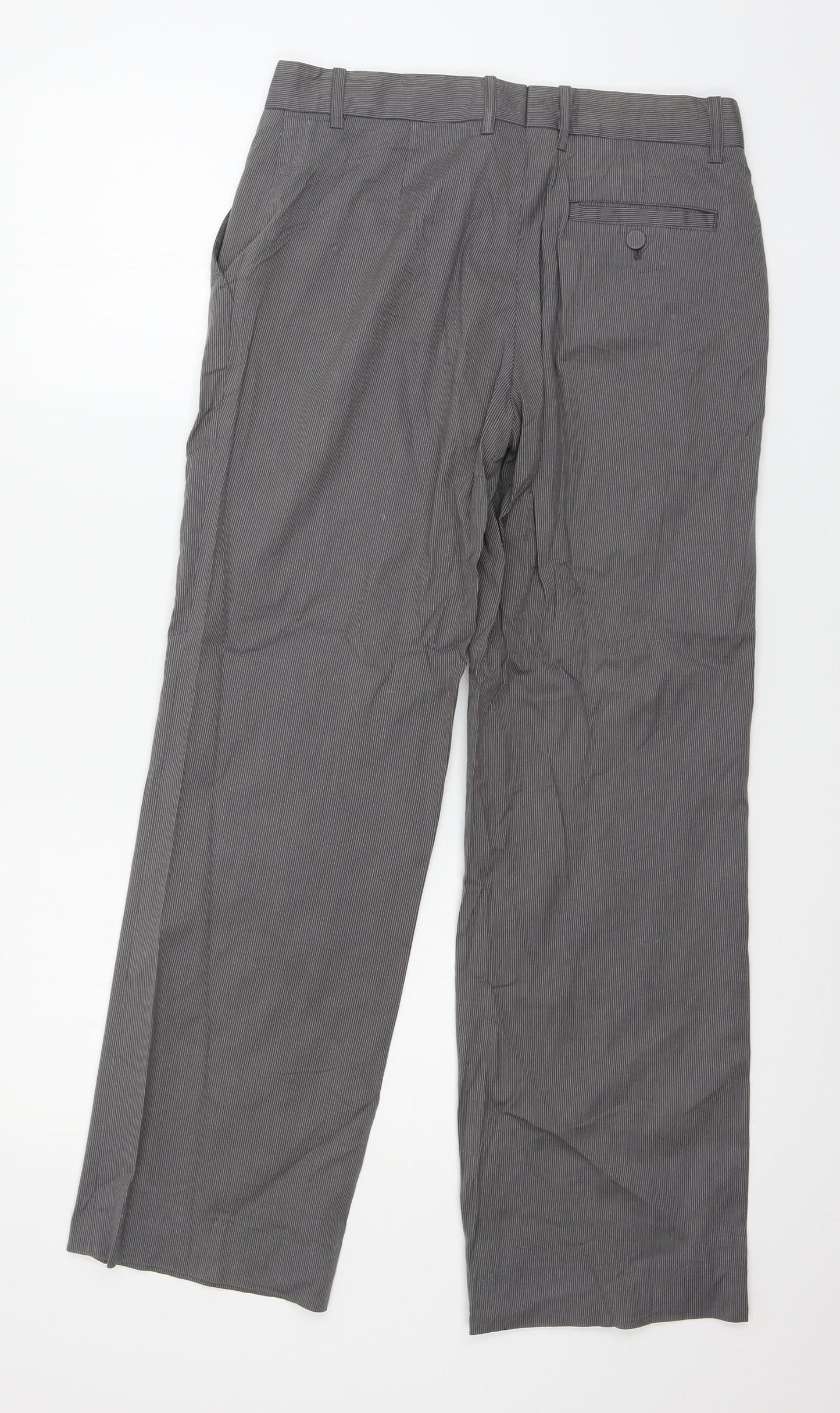 H&M Womens Grey Striped  Trousers  Size 8 L28 in
