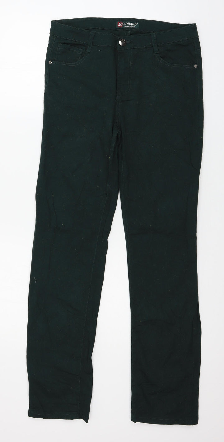 Sun Bird Womens Green Denim Straight Jeans Size 32 in L29 in