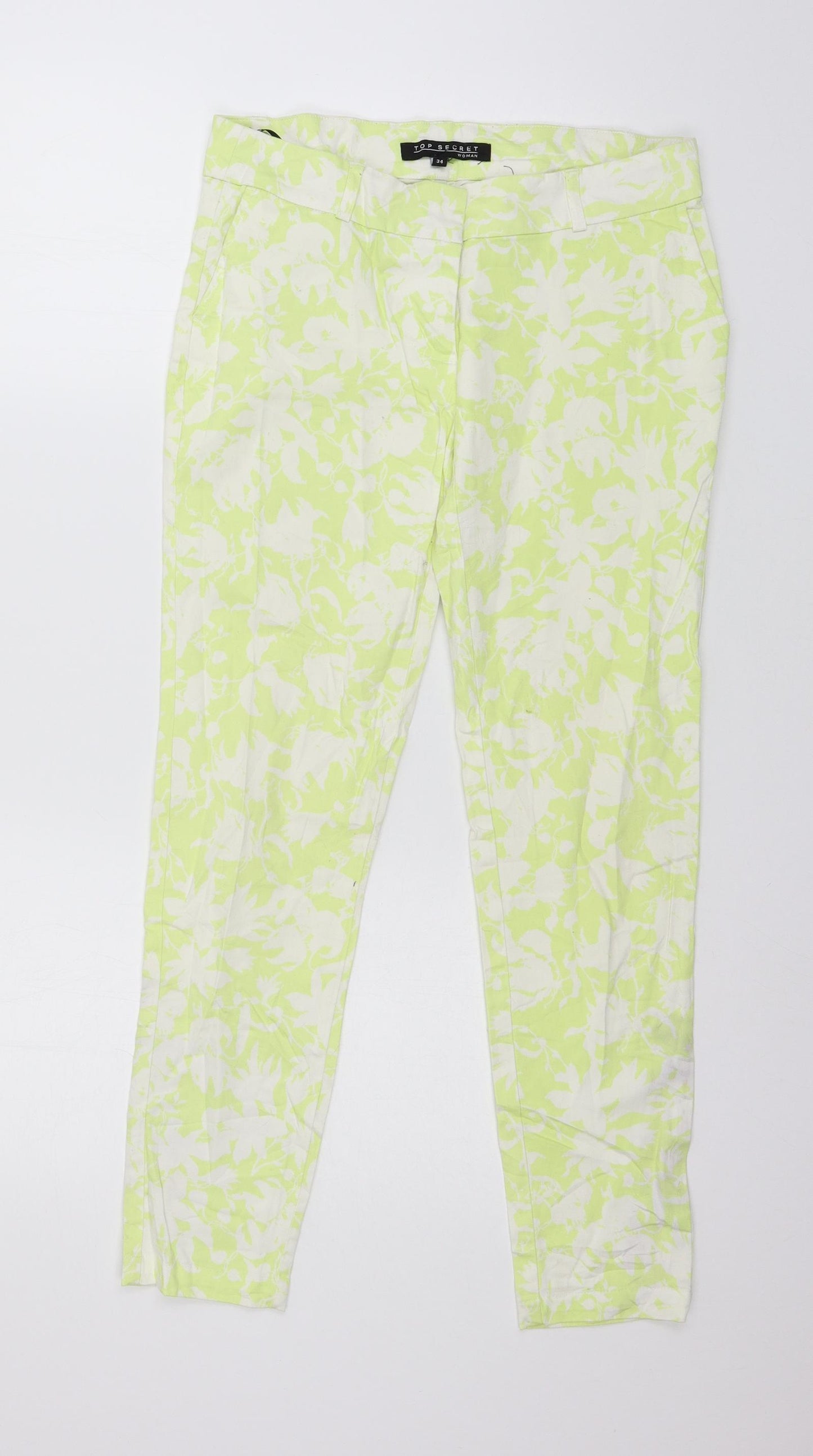 Top Secret Womens Green Geometric  Trousers  Size 8 L26 in