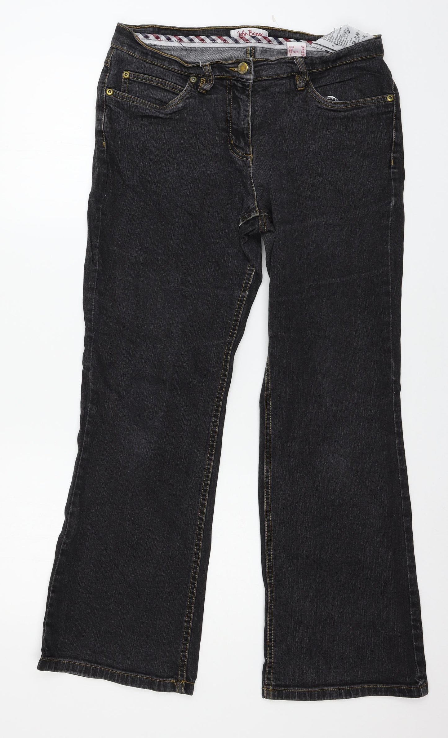 John Banner Womens Grey  Denim Straight Jeans Size 16 L27 in