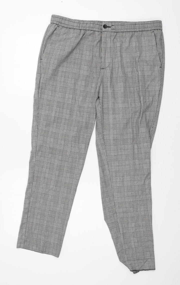 New Look Mens Grey Check Trousers Size L L27 in