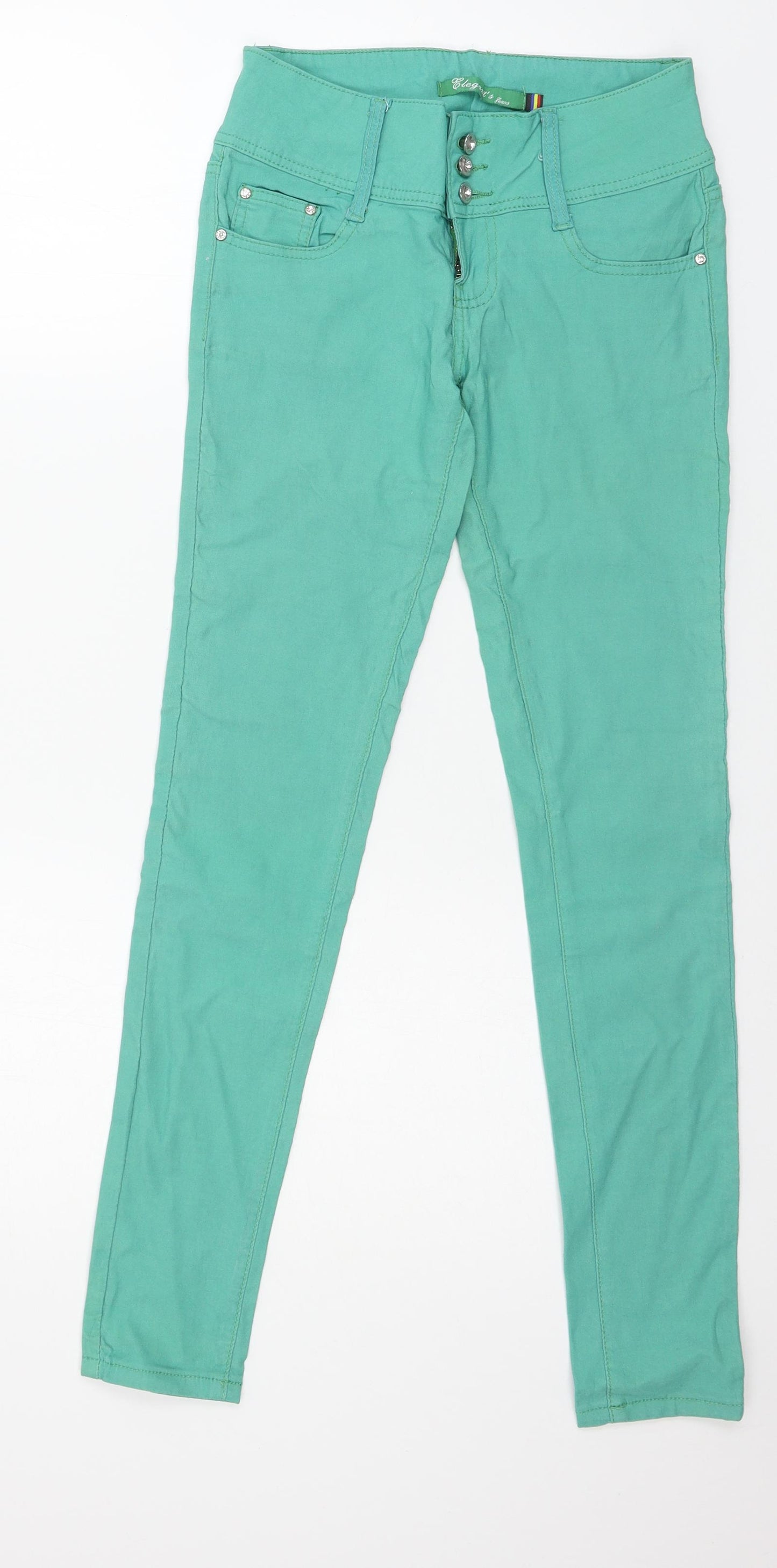 elegant's Womens Green  Denim Skinny Jeans Size 8 L28 in