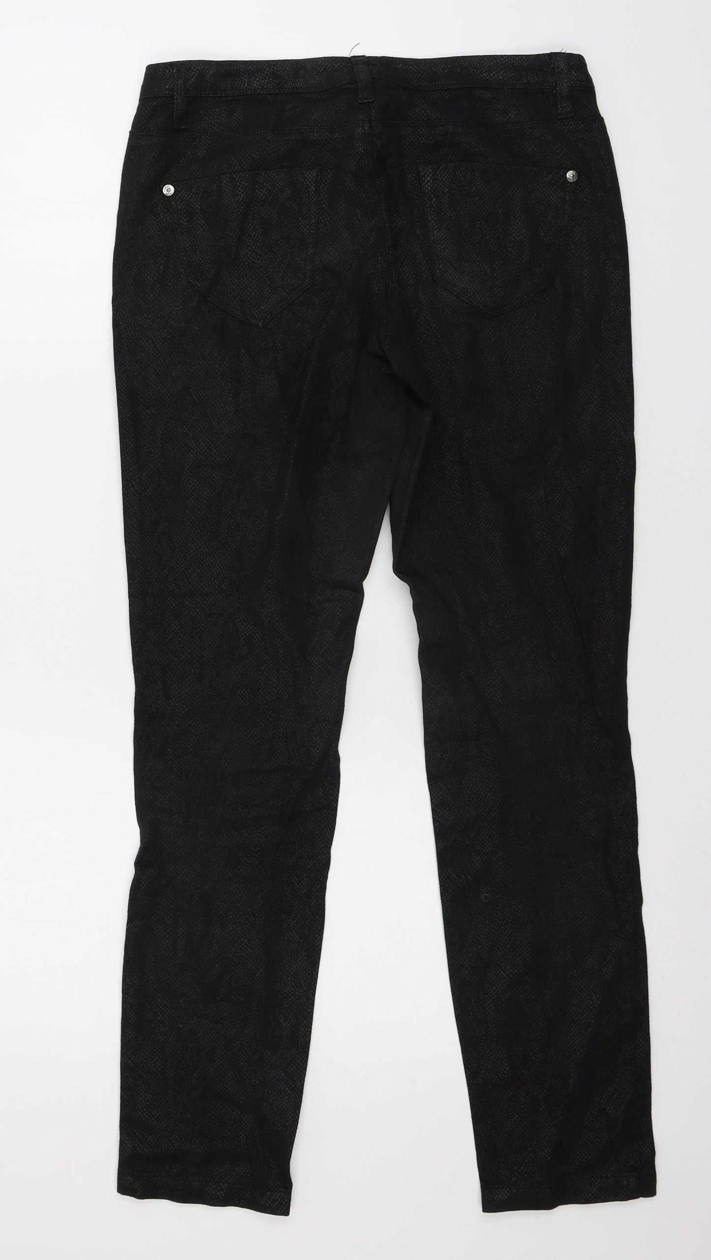 Yessica Womens Black Animal Print Denim Skinny Jeans Size 10 L29 in