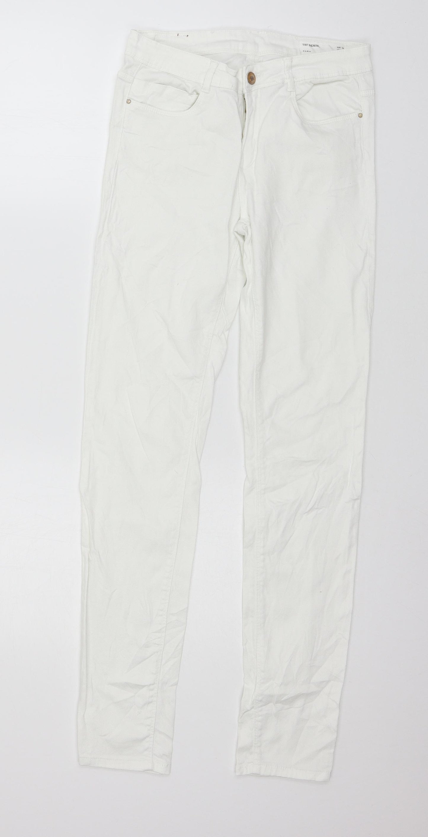 Zara Womens White  Denim Skinny Jeans Size 10 L29 in