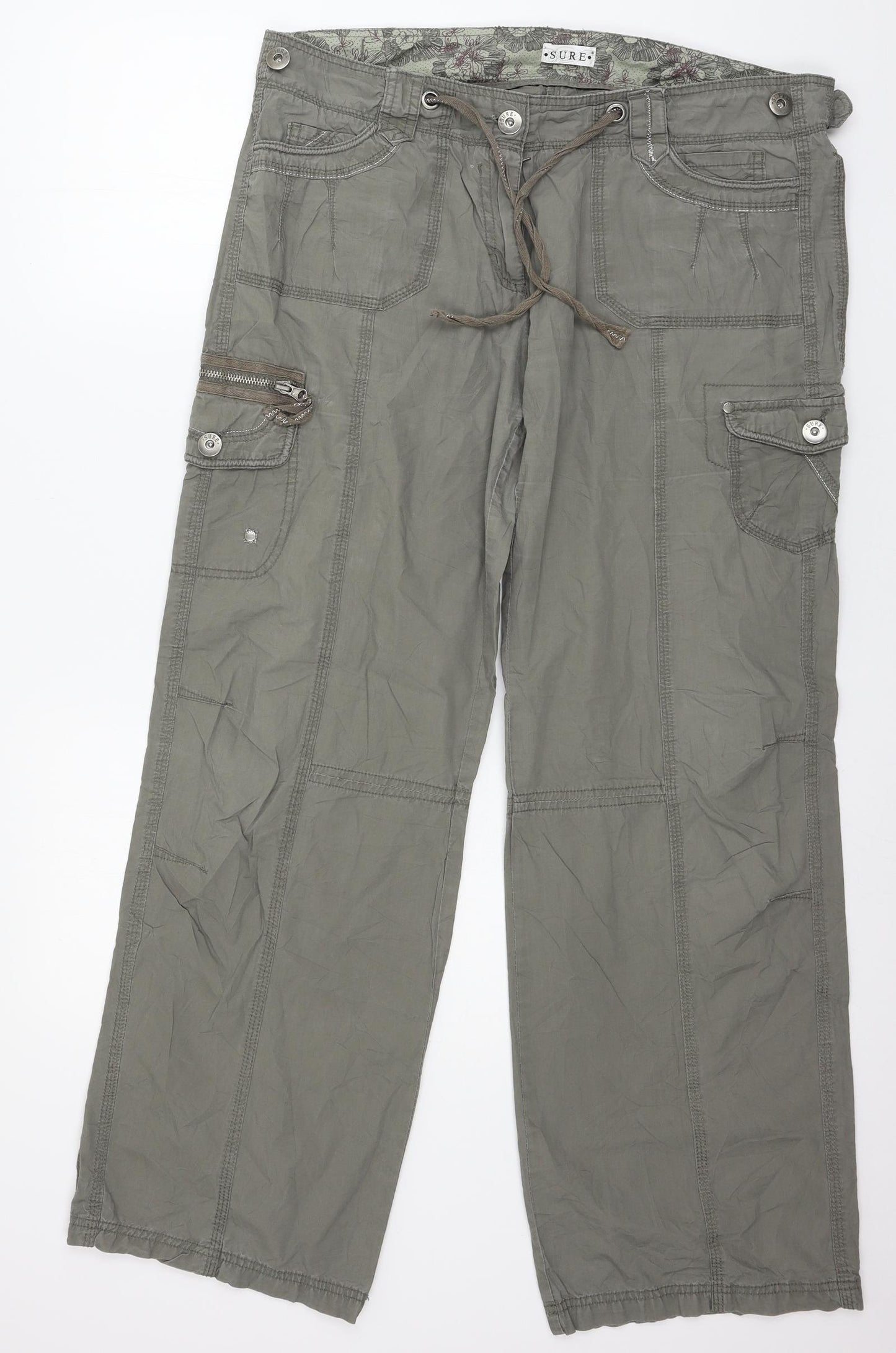 SURE Womens Green   Cargo Trousers Size 16 L30 in