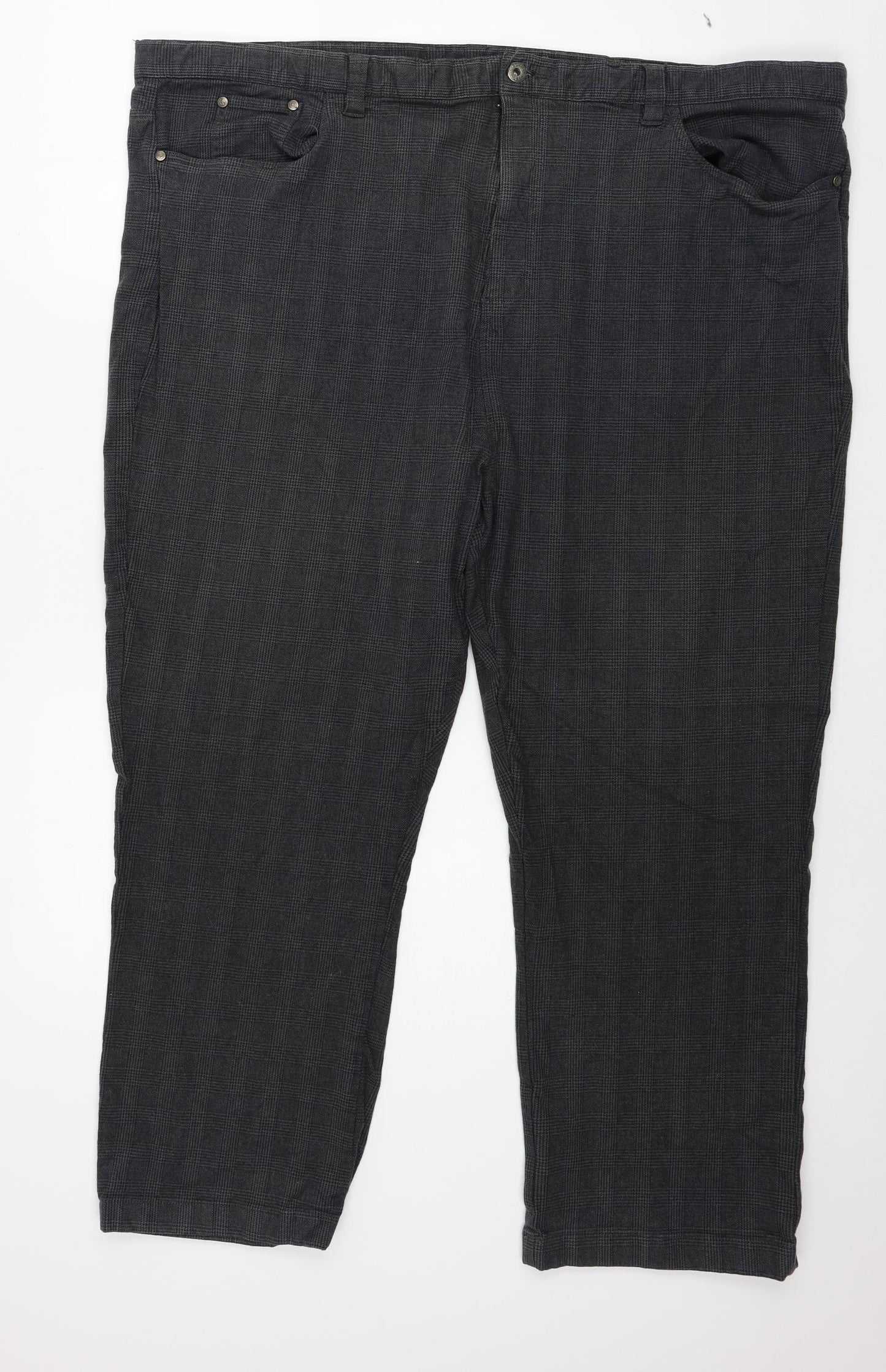 Cotton Traders Mens Green Check Denim Straight Jeans Size 48 in L25 in