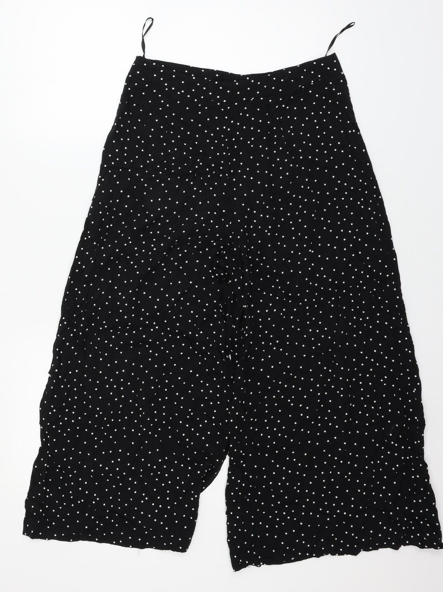 New Look Womens Black Polka Dot  Cropped Trousers Size 10 L21 in