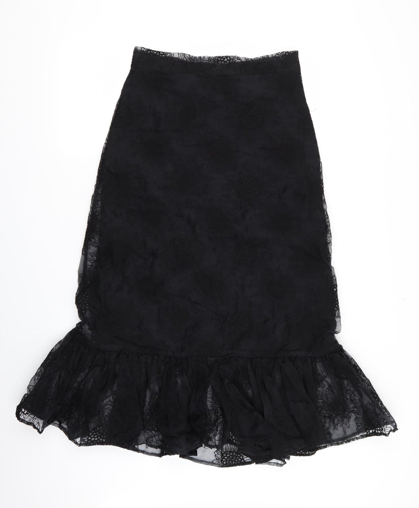 H&M Womens Black Floral  Flare Skirt Size 10