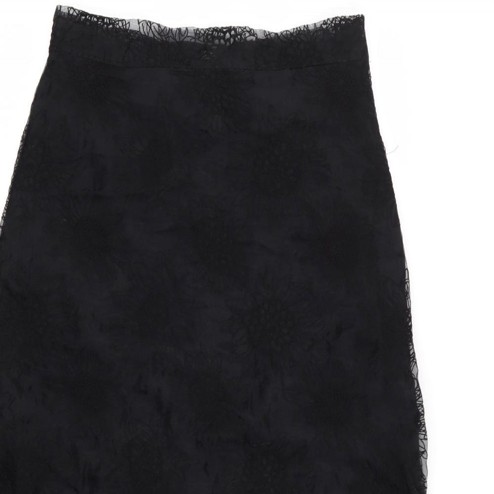 H&M Womens Black Floral  Flare Skirt Size 10