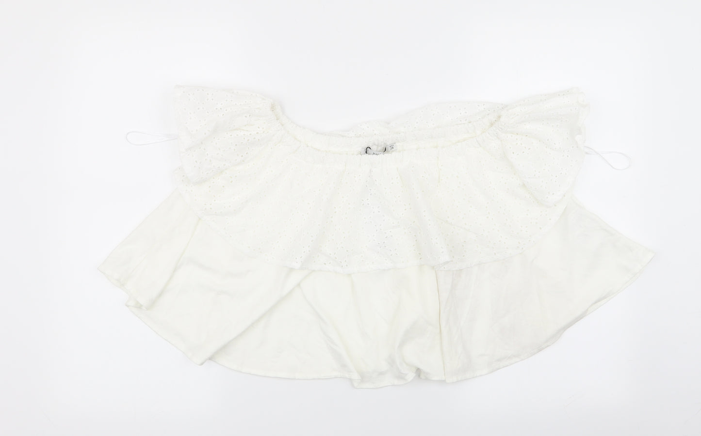pull and bear Womens White Geometric  Basic Blouse Size M