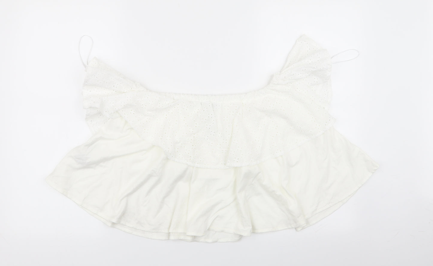 pull and bear Womens White Geometric  Basic Blouse Size M